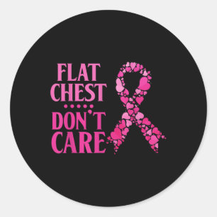 Flat Brust Dont Care Pink Ribbon Brustkrebs Awa Runder Aufkleber