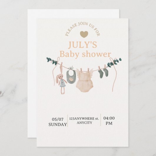 Flat Card BABY SHOWER (Vorne/Hinten)