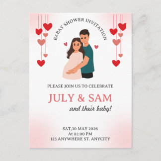 Flat Card- baby shower card invitation Postkarte