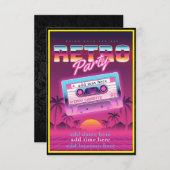 Flat Card der Retro-Party Einladung der 80er Jahre (Vorne/Hinten)