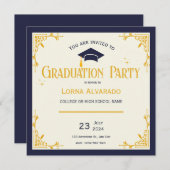 Flat Card der White Gold Vintag Graduation Party (Vorne/Hinten)