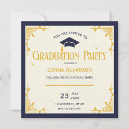 Flat Card der White Gold Vintag Graduation Party