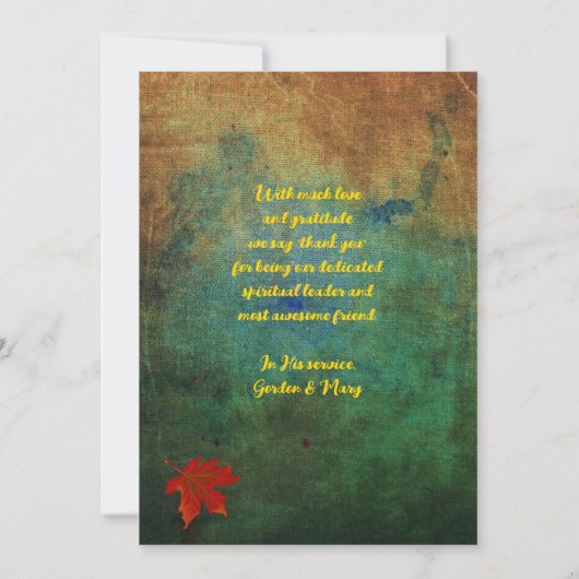 Flat Card für Pastor-Aufwertung Einladung (Rückseite)