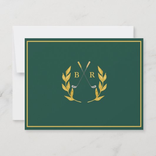 FLAT CARD Golf Monogram Wedding Save the Date (Rückseite)