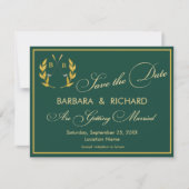 FLAT CARD Golf-Monogramm Hochzeit Save the Date (Vorderseite)