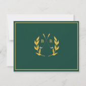 FLAT CARD Golf-Monogramm Hochzeit Save the Date (Rückseite)
