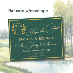 FLAT CARD Golf-Monogramm Hochzeit Save the Date