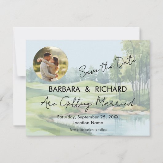 FLAT CARD Golf Theme Wedding Save the Date (Vorderseite)
