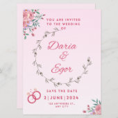 Flat Card Hochzeit speichern Sie das Datum Einladu (Vorne/Hinten)