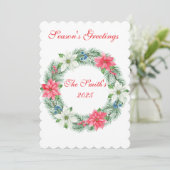 Flat Card Luxury Scalloped Poinsettia Weihnachten (Stehend Vorderseite)