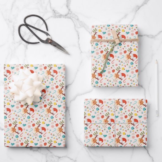 Flat Christmas Pattern Design Geschenkpapier Set (Vorderseite)