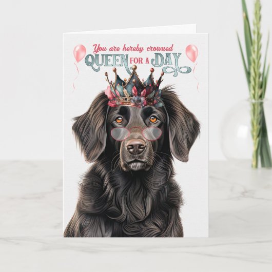 Flat Coat Retriever Hund Queen Day Funny Birthday Karte (Vorderseite)