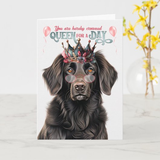 Flat Coat Retriever Hund Queen Day Funny Birthday Karte (Gelbe Blume)