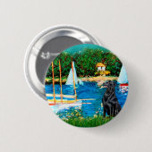 Flat Coated Retriever 1 - Segelboote Button (Vorne & Hinten)