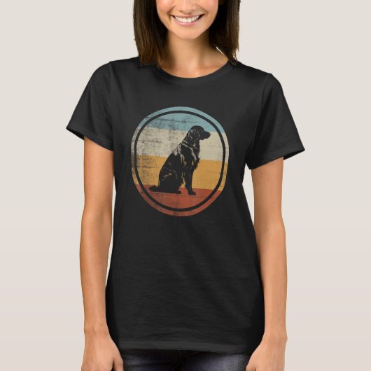 Flat Coated Retriever Dog Retro Style T-Shirt (Vorderseite)