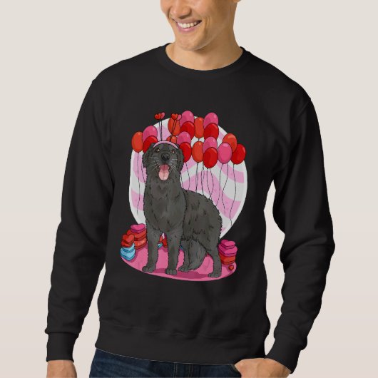 Flat Coated Retriever Heart Valentine Day Hund Sweatshirt (Vorderseite)