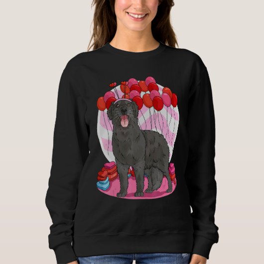 Flat Coated Retriever Heart Valentine Day Hund Sweatshirt (Vorderseite)