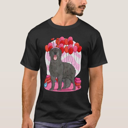 Flat Coated Retriever Heart Valentine Day Hund T-Shirt (Vorderseite)