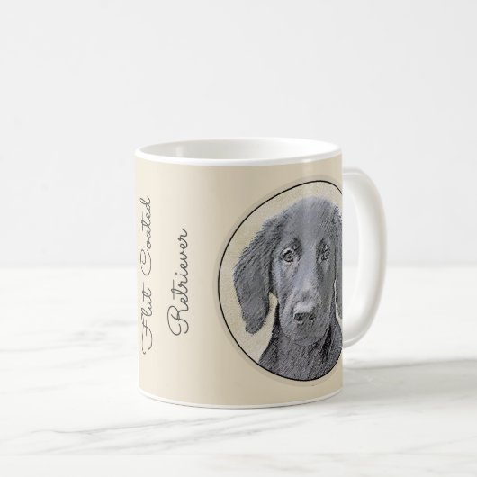 Flat-Coated Retriever Painting - Original Dog Art Kaffeetasse (VorderseiteRechts)