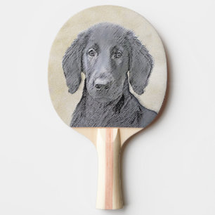 Flat-Coated Retriever Painting - Original Dog Art Tischtennis Schläger
