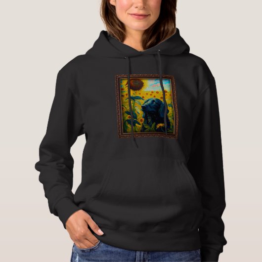 Flat Coated Retriever Painting Sunflower Flower Mo Hoodie (Vorderseite)