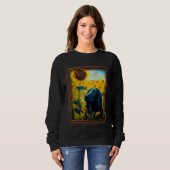 Flat Coated Retriever Painting Sunflower Flower Mo Sweatshirt (Vorne ganz)