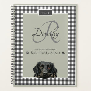 Flat Coated Retriever Sage Green Gingham Custom Planer