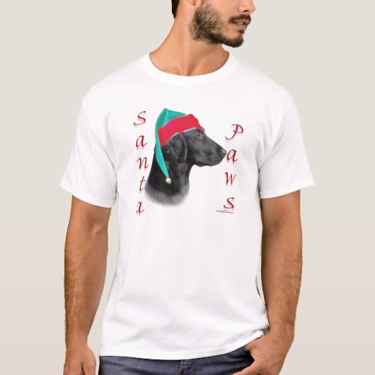 Flat Coated Retriever Santa Paws T-Shirt (Vorderseite)