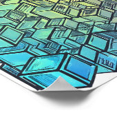 Flat Color Cubist Seamless Fabric and Paper Art Poster (Ecke)