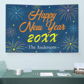 Flat Colorful Happy New Year Celebration - Blue Banner (Messe)