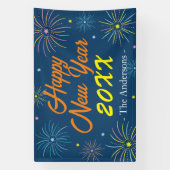 Flat Colorful Happy New Year Celebration - Blue Banner (Vertikal)