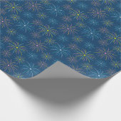 Flat Colorful New Year Fireworks Muster - Blau Geschenkpapier (Ecke)