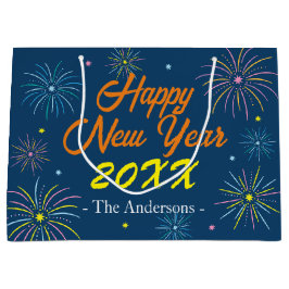 Flat Colorful Silvester Party - Blau Große Geschenktüte