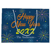 Flat Colorful Silvester Party - Blau Große Geschenktüte (Rückseite)