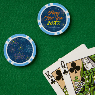 Flat Colorful Silvester Party - Blau Pokerchips
