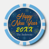 Flat Colorful Silvester Party - Blau Pokerchips (Vorderseite)