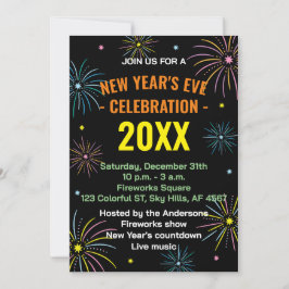 Flat Colorful Silvester Party Einladung