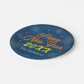 Flat Colorful Silvester Party - Navy Blue Pappteller (Schrägansicht)