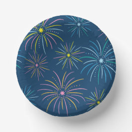 Flat Colorful Silvester Party Pattern - blau Pappteller