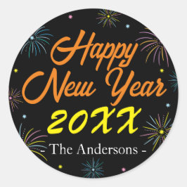 Flat Colorful Silvester Party - Schwarz Runder Aufkleber