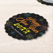 Flat Colorful Silvester Party - Schwarz Untersetzer (angewinkelt)