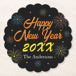 Flat Colorful Silvester Party - Schwarz Untersetzer