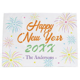 Flat Colorful Silvester Party - Weiß Große Geschenktüte