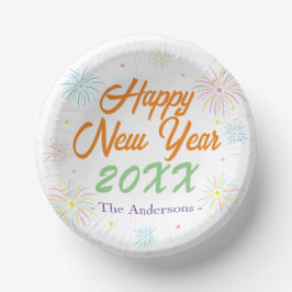 Flat Colorful Silvester Party - Weiß Pappteller