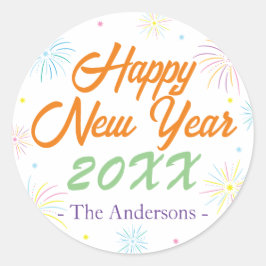 Flat Colorful Silvester Party - Weiß Runder Aufkleber