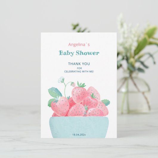 Flat Danke Baby Duwer Card Erdbeeren (Stehend Vorderseite)