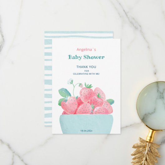 Flat Danke Baby Duwer Card Erdbeeren (Vorderseite/Rückseite Beispiel)