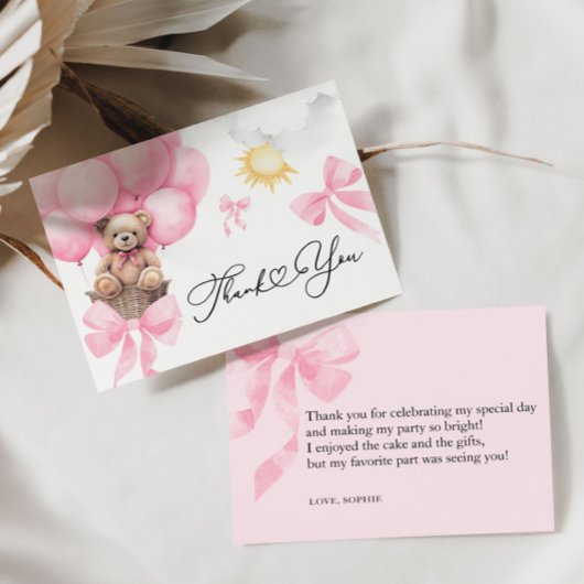 Flat danke dir Pink Bear Card