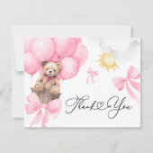 Flat danke dir Pink Bear Card (Vorderseite)