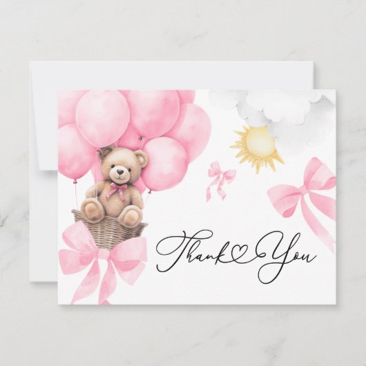 Flat danke dir Pink Bear Card (Vorderseite)